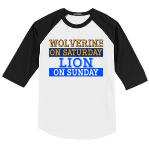 Wolverine On Saturday Lion on Sunday Sports Fan Baseball Sleeve Shirt