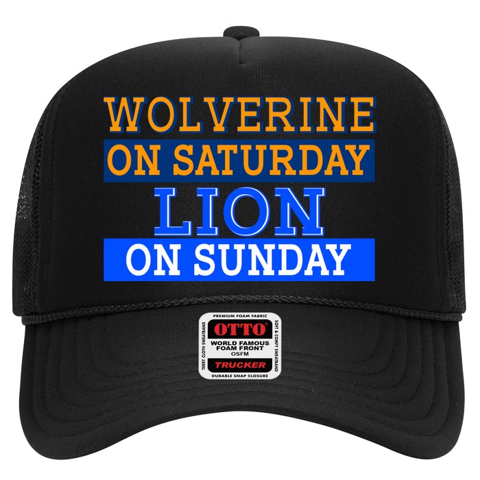 Wolverine On Saturday Lion on Sunday Sports Fan Trucker Hat