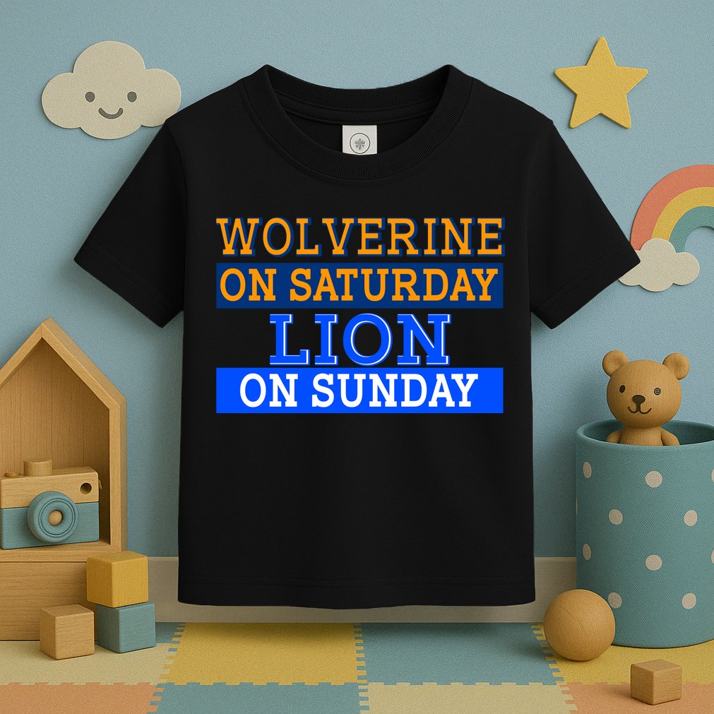 Wolverine On Saturday Lion on Sunday Sports Fan Toddler T-Shirt