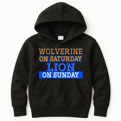 Wolverine On Saturday Lion on Sunday Sports Fan Kids Hoodie