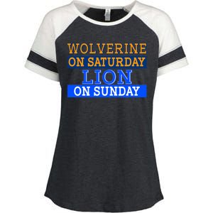 Wolverine On Saturday Lion on Sunday Sports Fan Enza Ladies Jersey Colorblock Tee