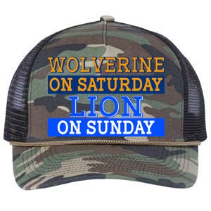 Wolverine On Saturday Lion on Sunday Sports Fan Retro Rope Trucker Hat Cap