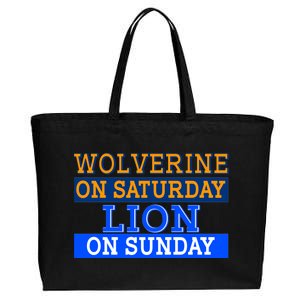 Wolverine On Saturday Lion on Sunday Sports Fan Cotton Canvas Jumbo Tote