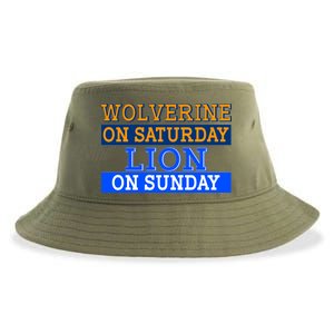 Wolverine On Saturday Lion on Sunday Sports Fan Sustainable Bucket Hat