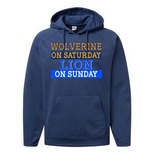 Wolverine On Saturday Lion on Sunday Sports Fan Performance Fleece Hoodie