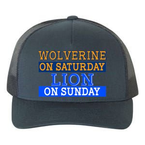 Wolverine On Saturday Lion on Sunday Sports Fan Yupoong Adult 5-Panel Trucker Hat