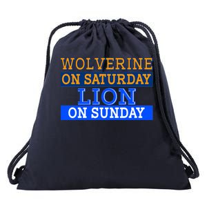 Wolverine On Saturday Lion on Sunday Sports Fan Drawstring Bag