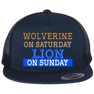 Wolverine On Saturday Lion on Sunday Sports Fan Flat Bill Trucker Hat