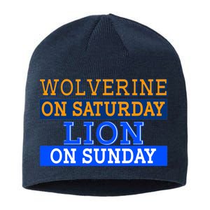 Wolverine On Saturday Lion on Sunday Sports Fan Sustainable Beanie