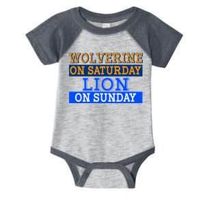 Wolverine On Saturday Lion on Sunday Sports Fan Infant Baby Jersey Bodysuit