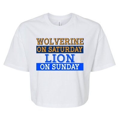 Wolverine On Saturday Lion on Sunday Sports Fan Bella+Canvas Jersey Crop Tee