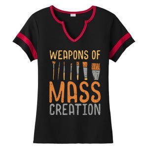 Weapons Of Mass Creation Paint Brushes Artist Painter Gift Ladies Halftime Notch Neck Tee