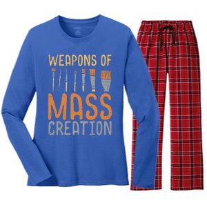 Weapons Of Mass Creation Paint Brushes Artist Painter Gift Women's Long Sleeve Flannel Pajama Set 