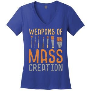 Weapons Of Mass Creation Paint Brushes Artist Painter Gift Women's V-Neck T-Shirt