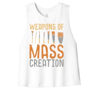 Weapons Of Mass Creation Paint Brushes Artist Painter Gift Women's Racerback Cropped Tank