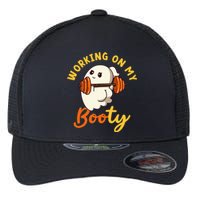 Working On My Booty Booty Funny Halloween Gym Ghost Pun Flexfit Unipanel Trucker Cap