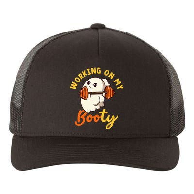 Working On My Booty Booty Funny Halloween Gym Ghost Pun Yupoong Adult 5-Panel Trucker Hat