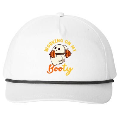 Working On My Booty Booty Funny Halloween Gym Ghost Pun Snapback Five-Panel Rope Hat