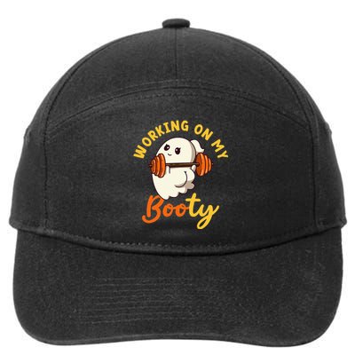 Working On My Booty Booty Funny Halloween Gym Ghost Pun 7-Panel Snapback Hat