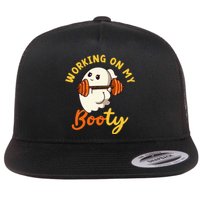 Working On My Booty Booty Funny Halloween Gym Ghost Pun Flat Bill Trucker Hat