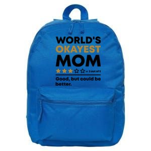 Worlds Okayest Mom 3 Stars Funny Mother's Day Mama Mommy Cute Gift 16 in Basic Backpack