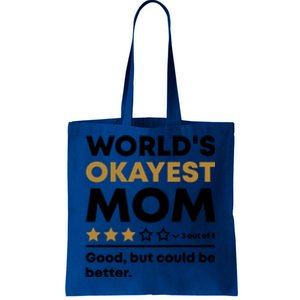 Worlds Okayest Mom 3 Stars Funny Mother's Day Mama Mommy Cute Gift Tote Bag