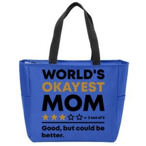 Worlds Okayest Mom 3 Stars Funny Mother's Day Mama Mommy Cute Gift Zip Tote Bag