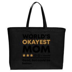 Worlds Okayest Mom 3 Stars Funny Mother's Day Mama Mommy Cute Gift Cotton Canvas Jumbo Tote