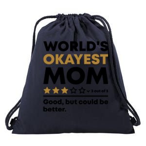 Worlds Okayest Mom 3 Stars Funny Mother's Day Mama Mommy Cute Gift Drawstring Bag