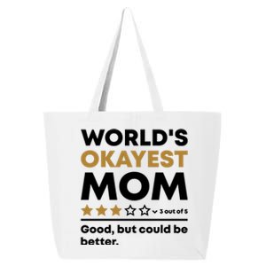 Worlds Okayest Mom 3 Stars Funny Mother's Day Mama Mommy Cute Gift 25L Jumbo Tote