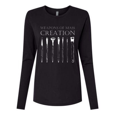 Weapons Of Mass Creation Funny Art Brush Painter Artist Womens Cotton Relaxed Long Sleeve T-Shirt