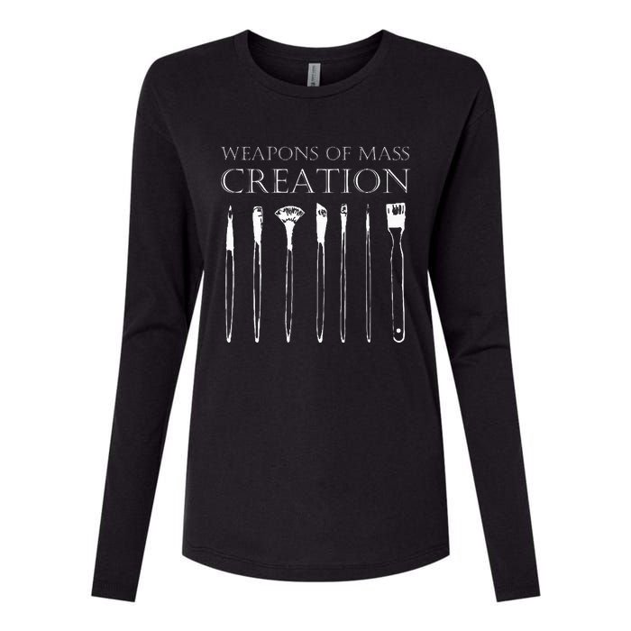 Weapons Of Mass Creation Funny Art Brush Painter Artist Womens Cotton Relaxed Long Sleeve T-Shirt