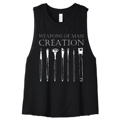 Weapons Of Mass Creation Funny Art Brush Painter Artist Women's Racerback Cropped Tank