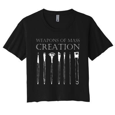 Weapons Of Mass Creation Funny Art Brush Painter Artist Women's Crop Top Tee