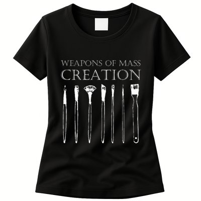 Weapons Of Mass Creation Funny Art Brush Painter Artist Womens T-Shirt