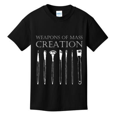Weapons Of Mass Creation Funny Art Brush Painter Artist Kids T-Shirt