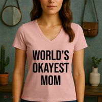 Worlds Okayest Mom Funny Women's V-Neck T-Shirt