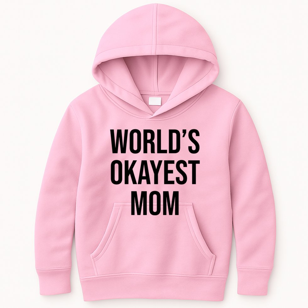 Worlds Okayest Mom Funny Kids Hoodie