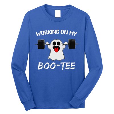 Working On My Boo Ghost Workout Gym Halloween Long Sleeve Shirt