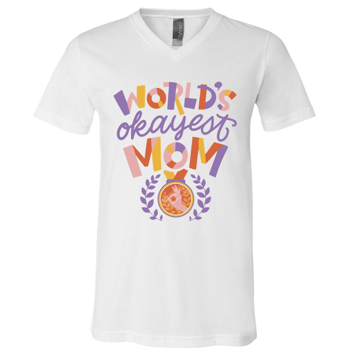 World's Okayest Mom Award V-Neck T-Shirt