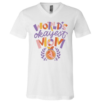 World's Okayest Mom Award V-Neck T-Shirt