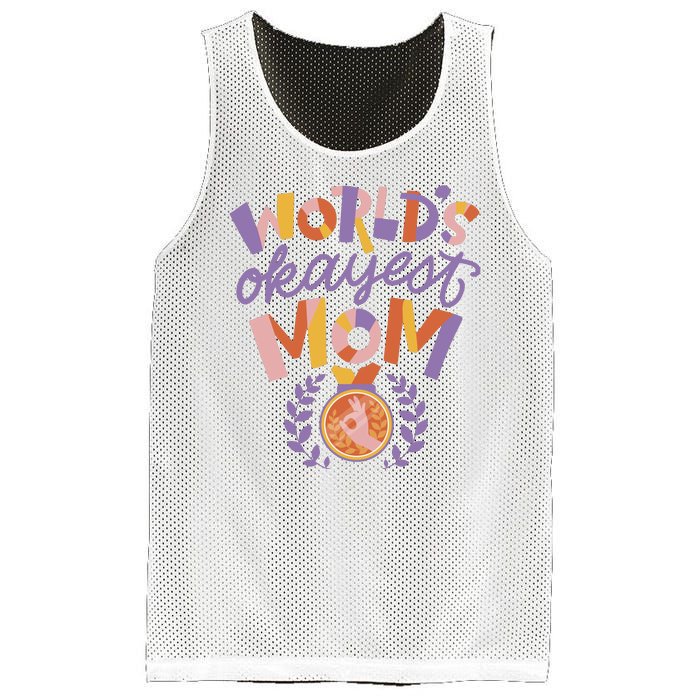 World's Okayest Mom Award Mesh Reversible Basketball Jersey Tank