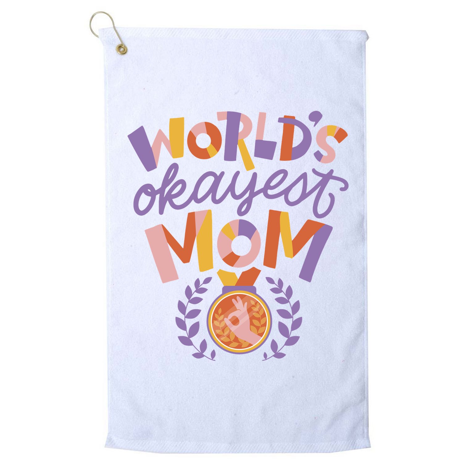 World's Okayest Mom Award Golf Towel