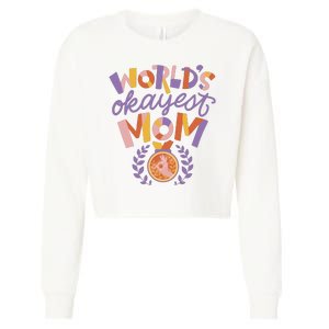 World's Okayest Mom Award Cropped Pullover Crew