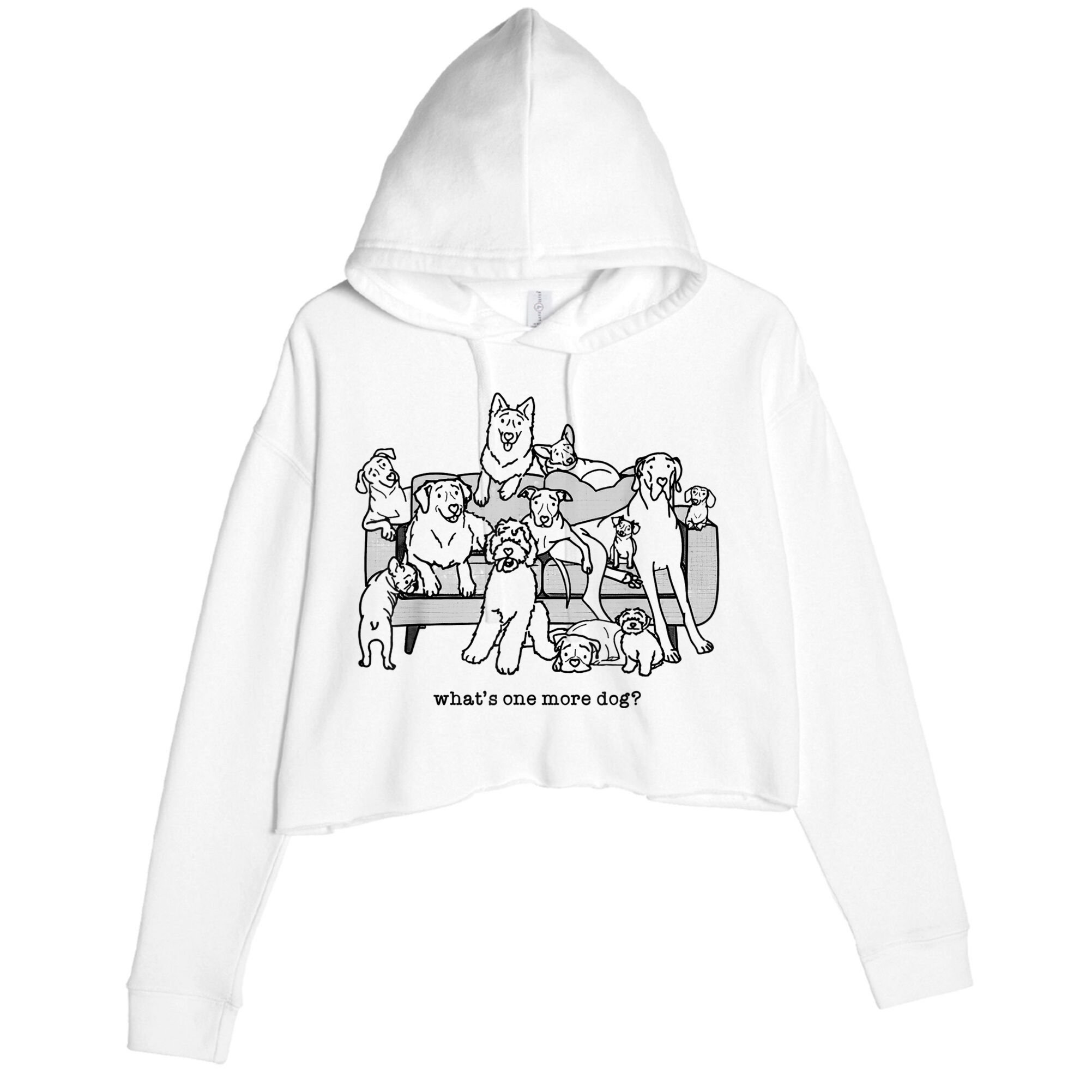 What's One More Dog, Funny Group Dogs, Many Dogs, Funny Dogs Crop Fleece Hoodie