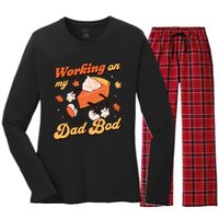 Working On My Dad Bod Thanksgiving Pregnancy Announcement Women's Long Sleeve Flannel Pajama Set 