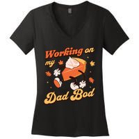 Working On My Dad Bod Thanksgiving Pregnancy Announcement Women's V-Neck T-Shirt