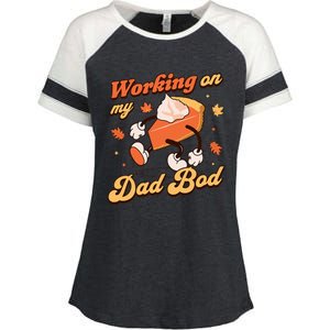 Working On My Dad Bod Thanksgiving Pregnancy Announcement Enza Ladies Jersey Colorblock Tee