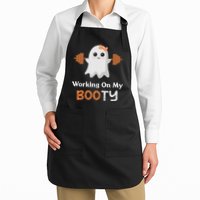 Working On My Booty Funny Halloween Gym Ghost Booty Pun Full-Length Apron With Pockets