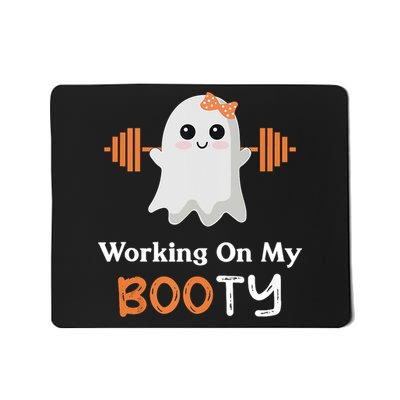 Working On My Booty Funny Halloween Gym Ghost Booty Pun Mousepad